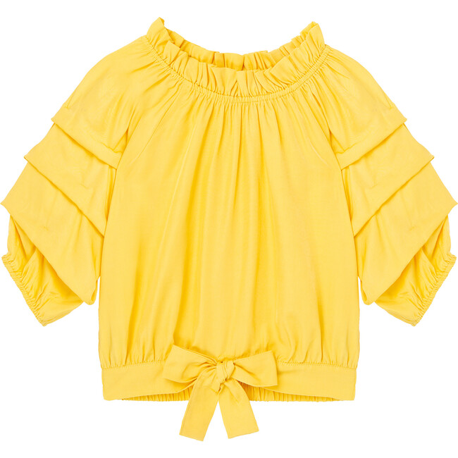 Gathered Sleeves Top, Yellow