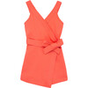 Mock Wrap Romper, Coral - Rompers - 1 - thumbnail