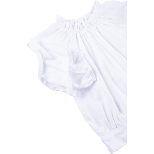 Gathered Sleeves Top, White - Blouses - 3