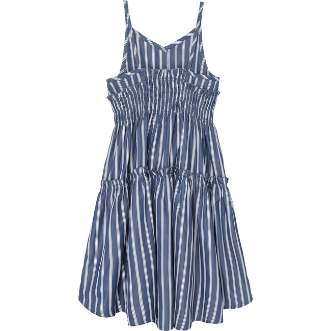 Smocked High-Low Dress, Navy - Dresses - 2