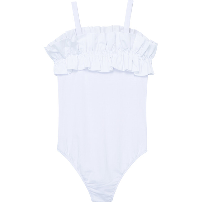 Flounce Knit Bodysuit, White - Tees - 3