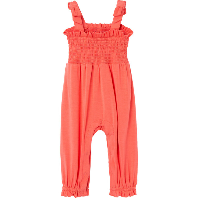 Smocked Jumpsuit, Coral - Rompers - 2