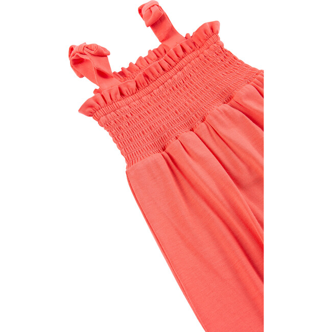 Smocked Jumpsuit, Coral - Rompers - 3
