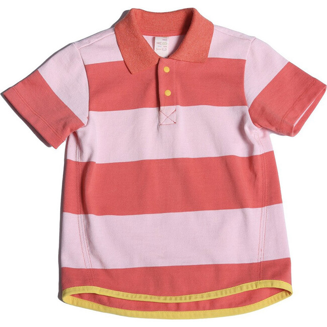 Frank High-Low Hem Polo, Coral - Polo Shirts - 1 - zoom
