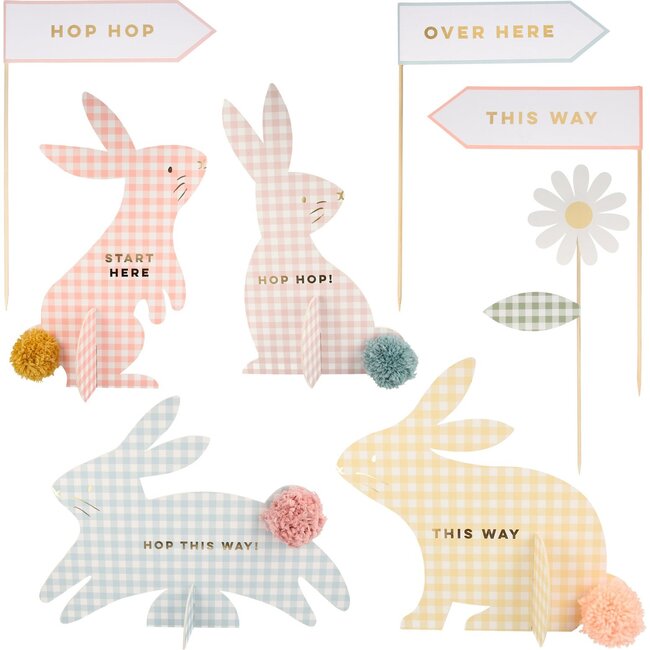 Gingham Bunnies Egg Hunt Kit - Easter Baskets - 1