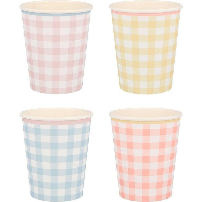 Set of 12 Gingham Cups, Multi
