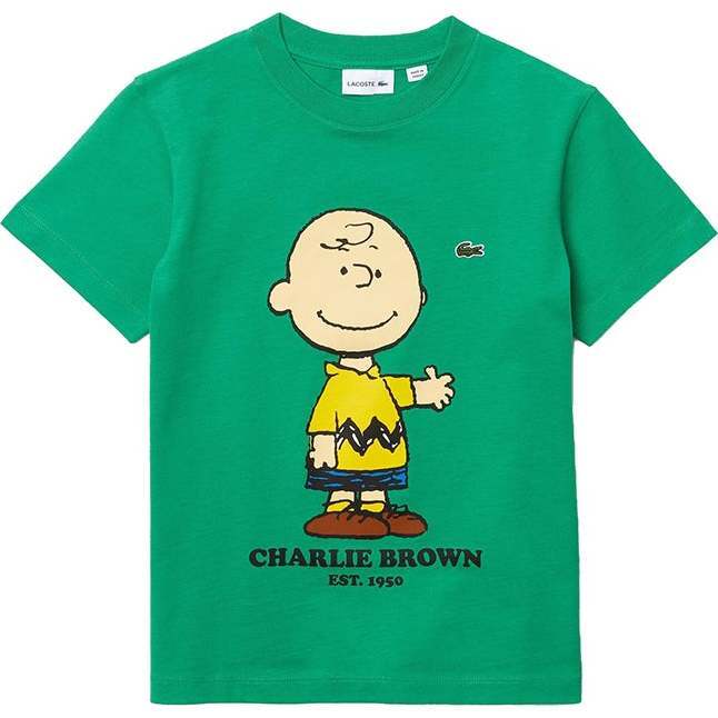 Charlie Brown Print T-Shirt, Green - Tees - 1