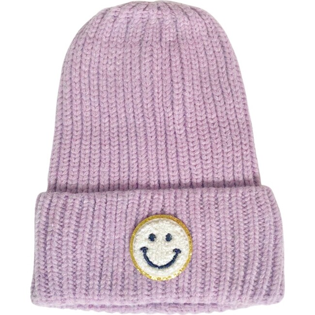Women's  Patched Smile Beanie, Lilac