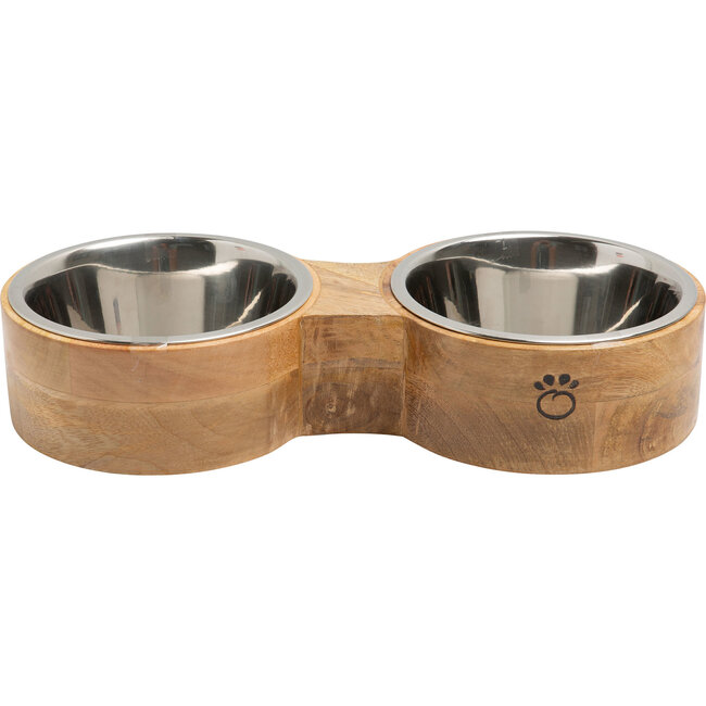 Wood & Metal Feeder Double Diner - Pet Bowls & Feeders - 1