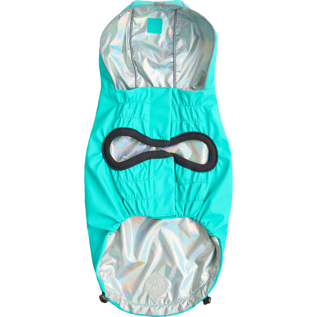 Reversible Raincoat, Neon Aqua With Iridescent - Dog Clothes - 3