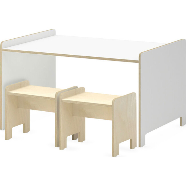 Juno Playtable And Stools Set, White - Play Tables - 1