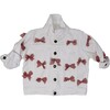 White Denim Jacket, Red Gingham Bow - Jackets - 1 - thumbnail