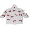 White Denim Jacket, Red Gingham Bow - Jackets - 2