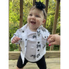 White Denim Jacket, Black Gingham Bow - Jackets - 2