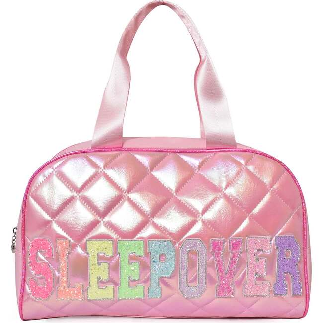 Sleepover Quilted Metallic Duffle Bag, Pink