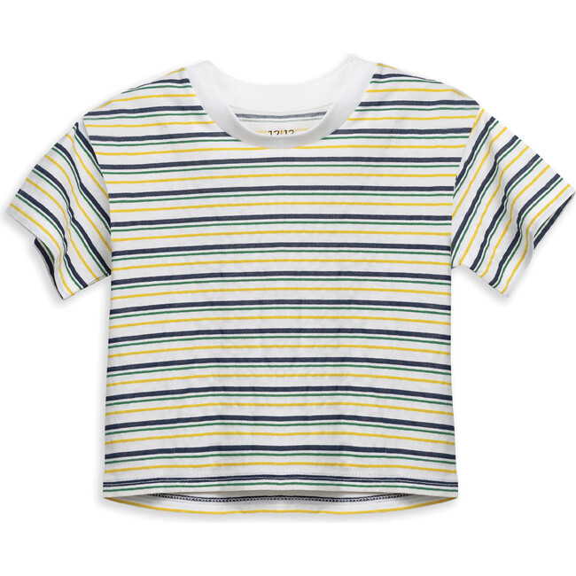 Organic Boxy Short Sleeve Tee, Fall Stripe - Tees - 1