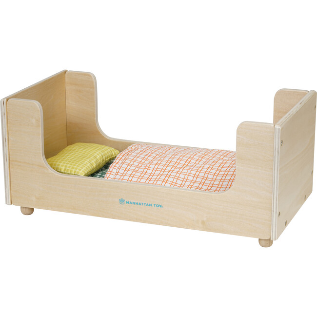 Night Night Wooden Play Sleigh Bed for Dolls and Stuffed Animals