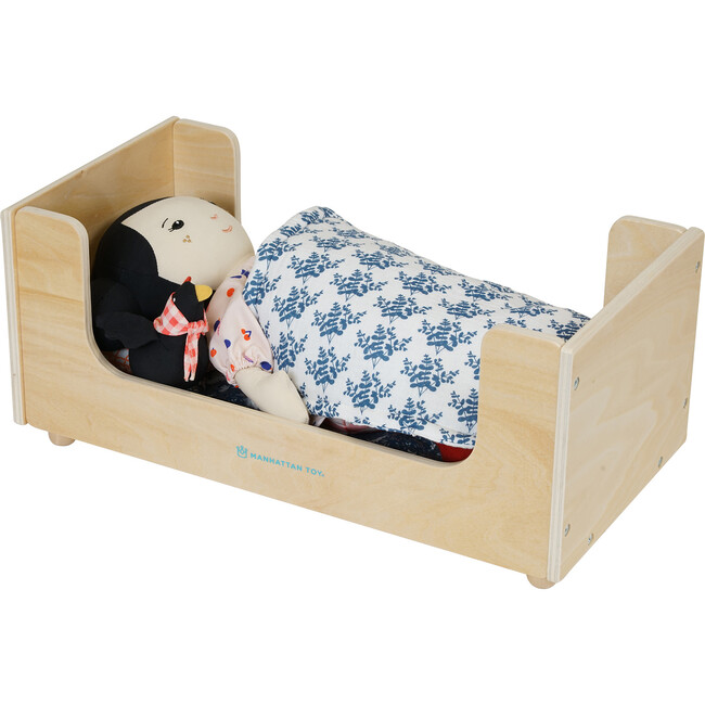 Sleep Tight Wooden Play Sleigh Bed for Dolls and Stuffed Animals