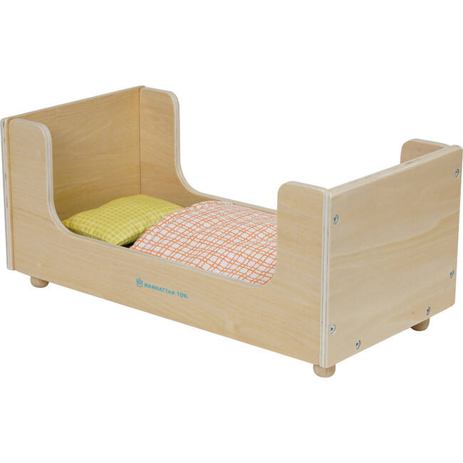 Night Night Wooden Play Sleigh Bed for Dolls and Stuffed Animals