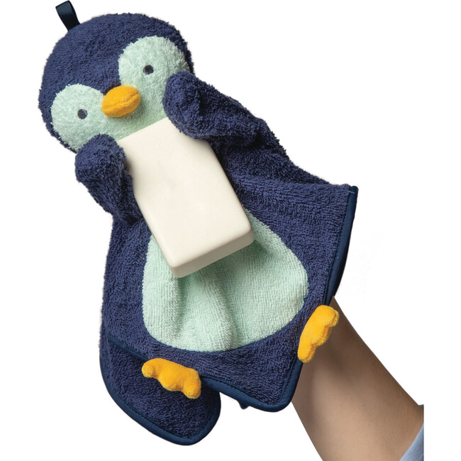 Penny Penguin Scrub-a-Dubbie Washcloth and Bathing Mitt Puppet
