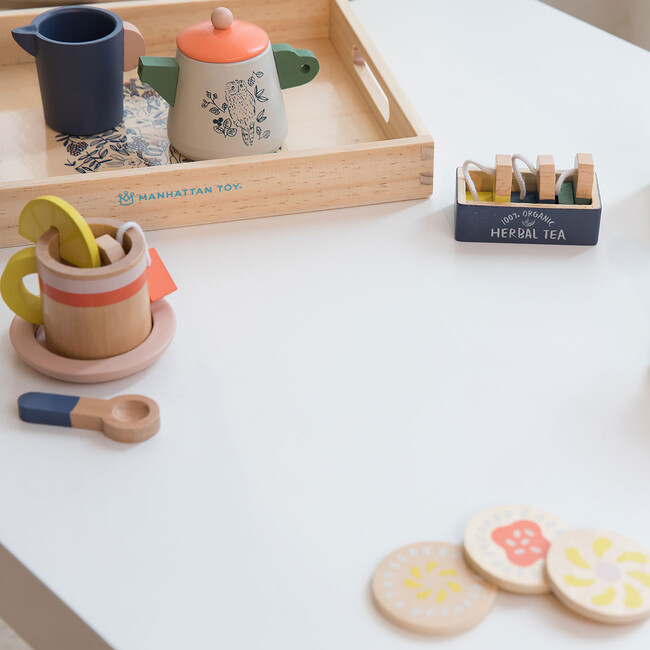 Flora & Fauna Toddler & Kids Pretend Play 23-Piece Wooden Tea Set