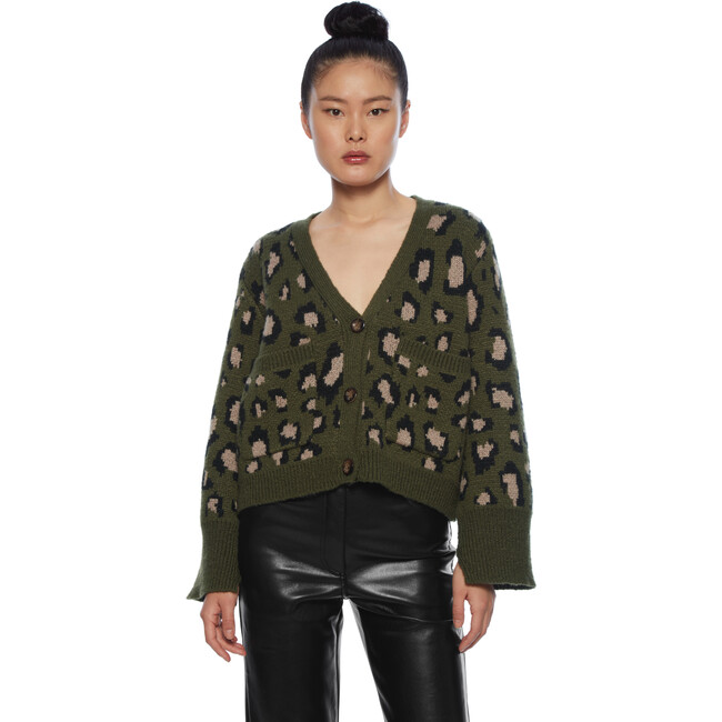 Women's Wyona Sweater, Dark Olive Noir and Camel - Sweaters - 2