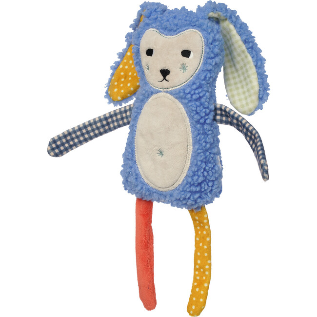 Squinkles Sunny Sherpa-Style Soft Squeaker Blue Dog Toy with Fabric Appendages