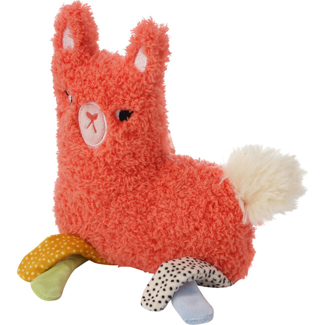 Squinkles Suzie Sherpa-Style Soft Squeaker Orange Dog Toy with Fabric Appendages