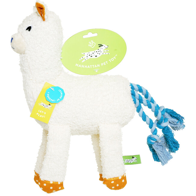 Shakers Salt Llama Under Stuffed Squeaker Dog Toy with Knotted Tail - Pet Toys - 4