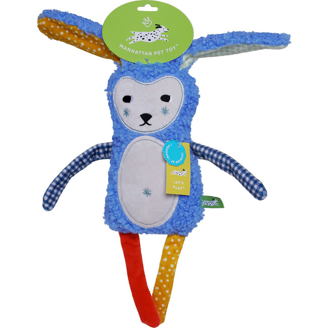 Squinkles Sunny Sherpa-Style Soft Squeaker Blue Dog Toy with Fabric Appendages - Pet Toys - 3