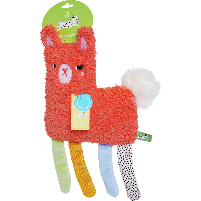 Squinkles Suzie Sherpa-Style Soft Squeaker Orange Dog Toy with Fabric Appendages - Pet Toys - 3