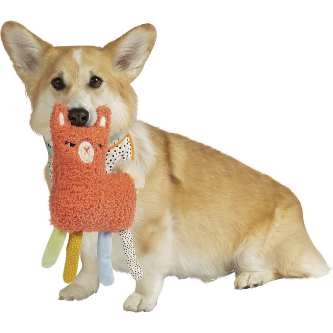 Squinkles Suzie Sherpa-Style Soft Squeaker Orange Dog Toy with Fabric Appendages - Pet Toys - 5