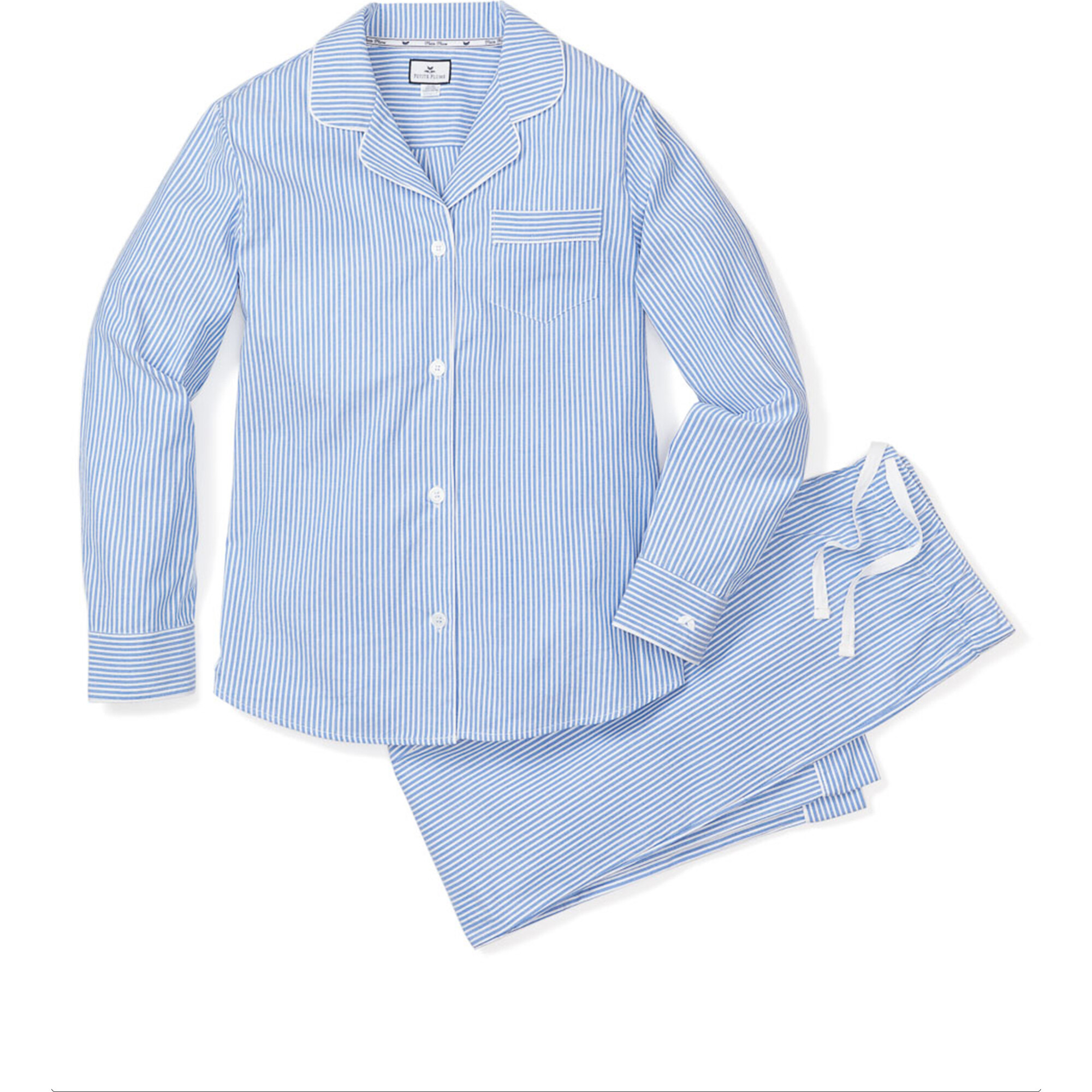 Women's Pajama Set, French Blue Stripes - Pajamas - 1
