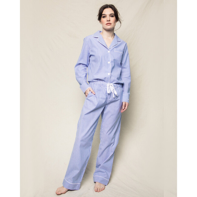 Women's Pajama Set, French Blue Seersucker - Pajamas - 2