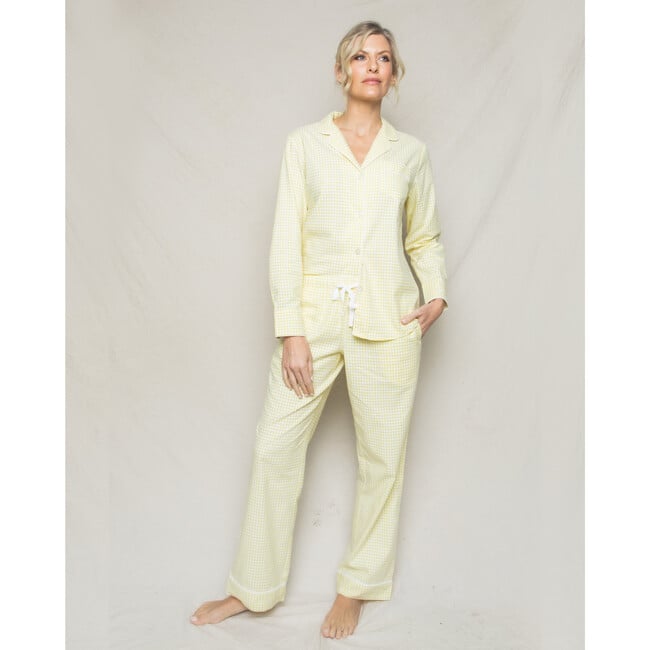 Women's Pajama Set, Yellow Gingham - Pajamas - 2