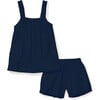 Women's Luxe Pima Camille Short Set, Navy - Pajamas - 1 - thumbnail