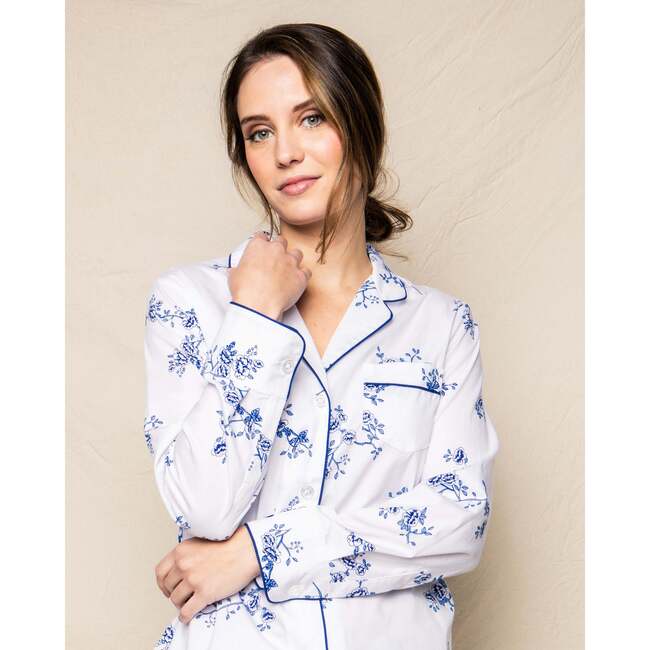 Women's Long Sleeve Short Set, Indigo Floral - Pajamas - 3