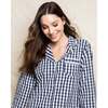 Women's Long Sleeve Short Set, Navy Gingham - Pajamas - 3