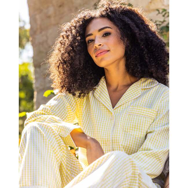 Women's Pajama Set, Yellow Gingham - Pajamas - 4