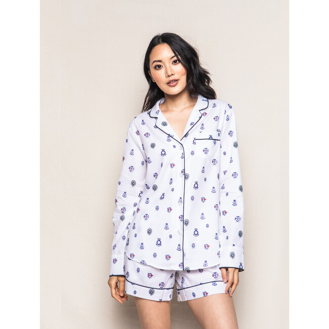 Women's Long Sleeve Short Set, Regal Crests - Pajamas - 2