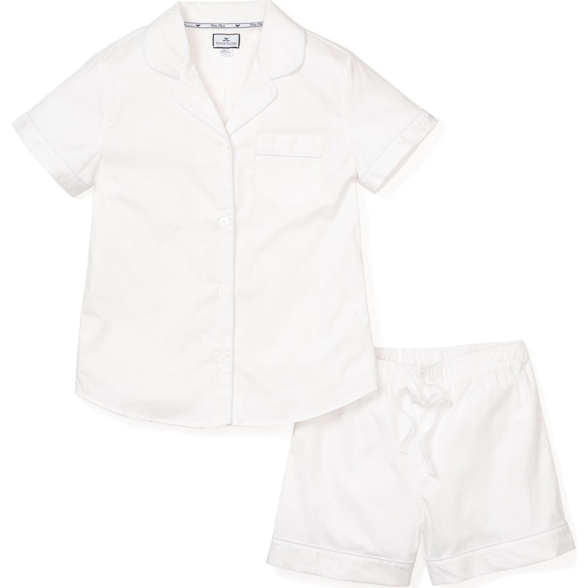 Women's Classic Summer Short Set, White - Pajamas - 1