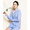 Women's Long Sleeve Short Set, French Blue Seersucker - Pajamas - 2