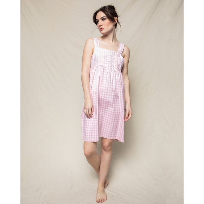 Women's Charlotte Nightgown, Pink Gingham - Pajamas - 2