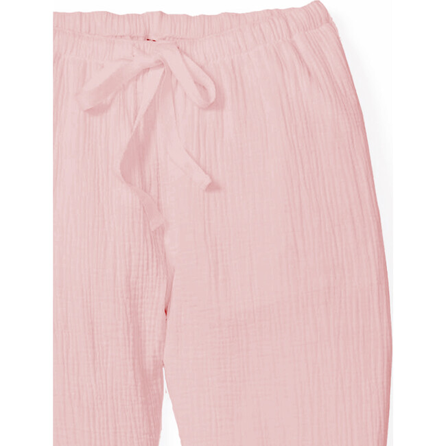 Women's Drawstring Pants, Pink Gauze - Pants - 4