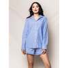 Women's Long Sleeve Short Set, French Blue Seersucker - Pajamas - 4