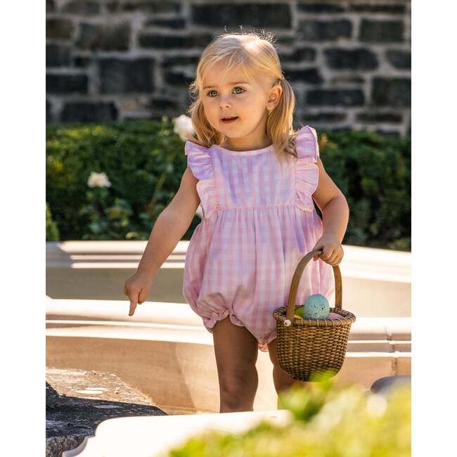 Ruffled Romper, Pink Gingham - Rompers - 3