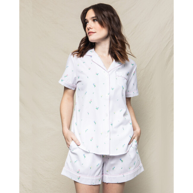 Women's Short Sleeve Short Set, Tulips - Pajamas - 2