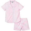 Women's Short Sleeve Short Set, Pink Gingham - Pajamas - 1 - thumbnail