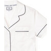 Women's Short Sleeve Short Set, White & Navy Piping - Pajamas - 4 - thumbnail