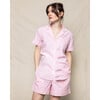 Women's Short Sleeve Short Set, Pink Gingham - Pajamas - 2